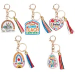 5Pcs 5 Colors Teachers' Day Wooden Keychains