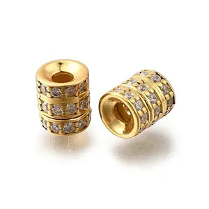 925 Sterling Silver Micro Pave Clear Cubic Zirconia Beads