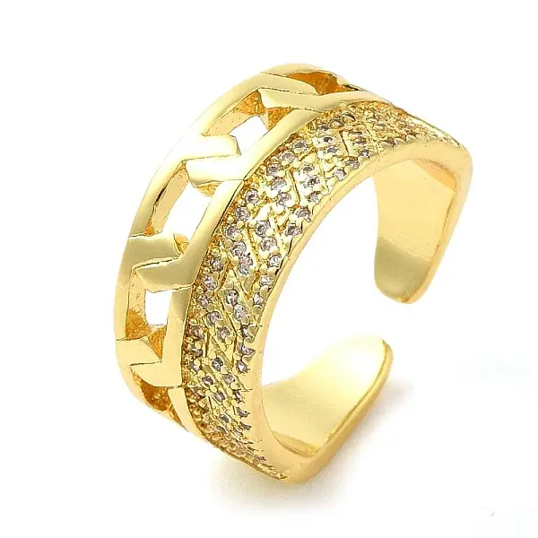 Brass Micro Pave Cubic Zirconia Cuff Rings