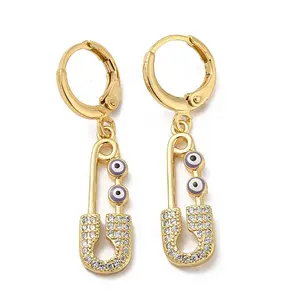 Golden Brass Dangle Leverback Earrings