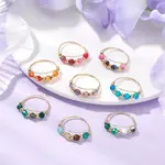 Round Natural Agate Beads Finger Rings