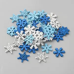 50Pcs Printed Wooden Snowflake