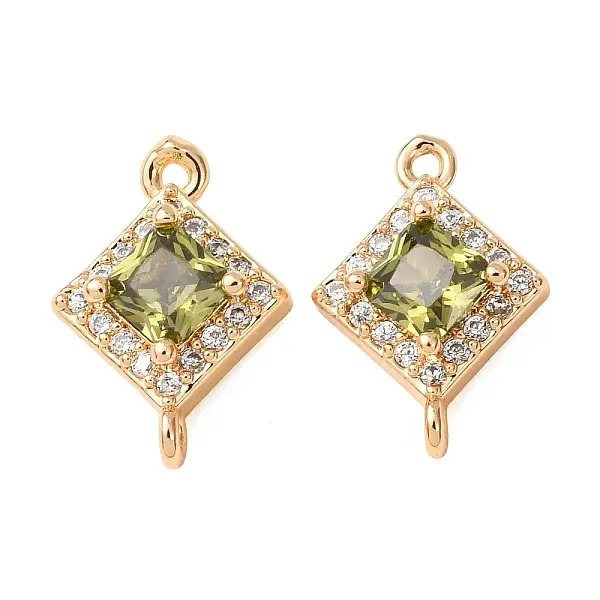 Brass Pave Cubic Zirconia Connector Charms