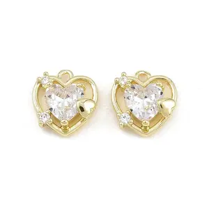 Brass Pave Clear Cubic Zirconia Charms