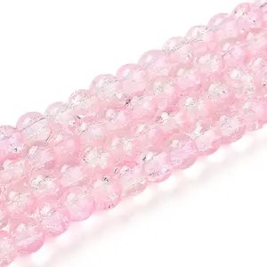 Spray Painted Crackle Glass Beads Strands