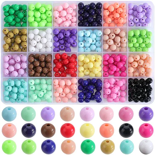 600Pcs 24 Color Opaque Acrylic Beads Sets