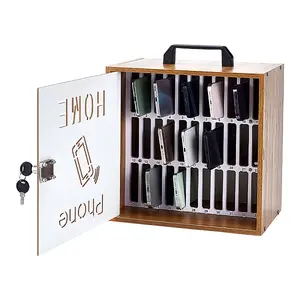 Rectangle Wood & Iron Desktop Mobile Phone Storage Boxes