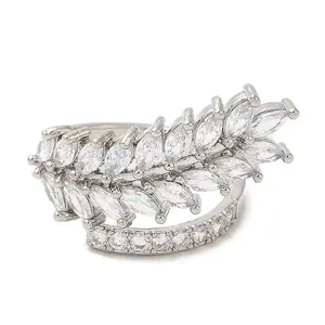 Cubic Zirconia Ear of Wheat Open Cuff Ring