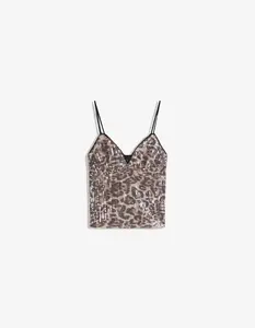 Bershka Top  brokátová / kapučíno / tmavohnedá