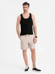 Ombre Men's loose-fit shorts with cargo pockets - cream
