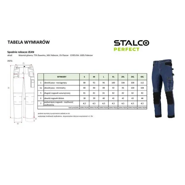 Kalhoty pracovní JEAN, M/50,  STALCO PERFECT