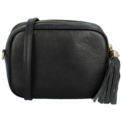 Dámská kožená crossbody kabelka černá - ItalY Kriane G