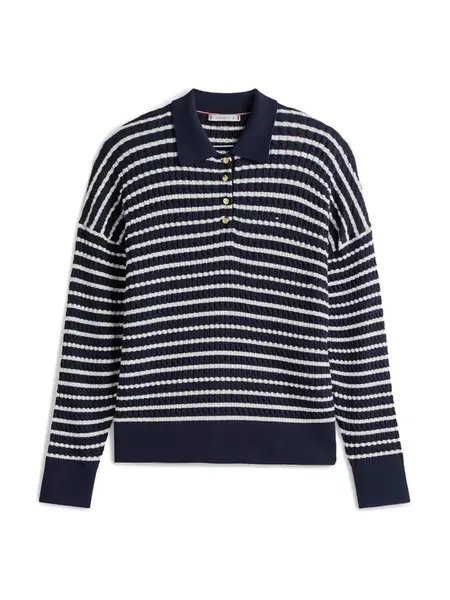 Tommy Hilfiger Curve Sveter  tmavomodrá / biela