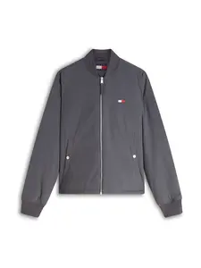 Tommy Jeans Prechodná bunda 'Toggle Hem Zip-thru Bomber'  sivá