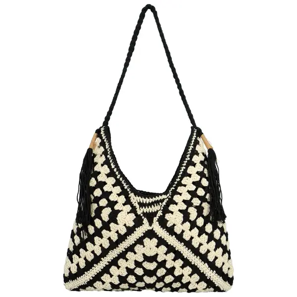 Dámská kabelka na rameno černo/krémová - MaxFly Sába