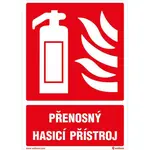 Přenosný hasicí přístroj (včetně textu), Samolepka, formát A5, Samolepicí
