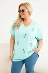 Dámská halenka Plus Size s peříčky mátová
