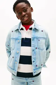 Tommy Hilfiger džínová bunda dětská bavlněná