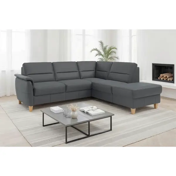 Sit & More ROHOVÁ SEDAČKA, textil, kůže, černá