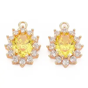 Brass Micro Pave Cubic Zirconia Charms