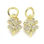 Clover Brass Micro Pave Clear Cubic Zirconia Pendants