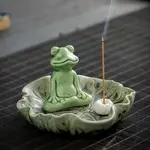 Frog & Lotus Leaf Porcelain Incense Burners