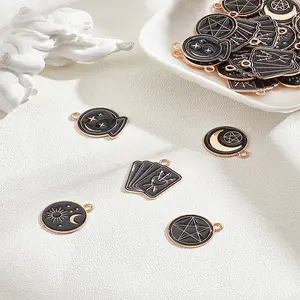 40Pcs 5 Styles Alloy Enamel Pendants