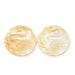 Natural Yellow Shell Carved Cabochons