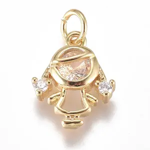 Brass Micro Pave Cubic Zirconia Pendants