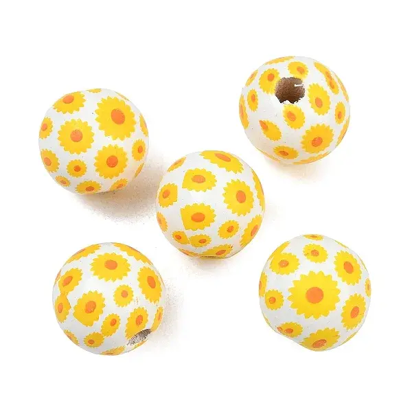 Printed Wood European Beads