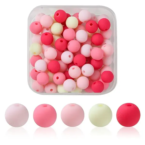 70Pcs Rubberized Style Acrylic Beads