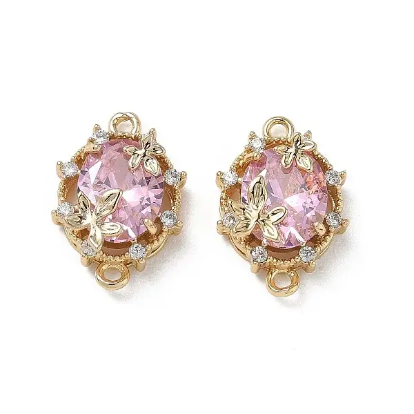Brass Micro Pave Cubic Zirconia Connector Charms