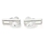 925 Sterling Silver Pave Clear Cubic Zirconia Rectangle with Heart Charms