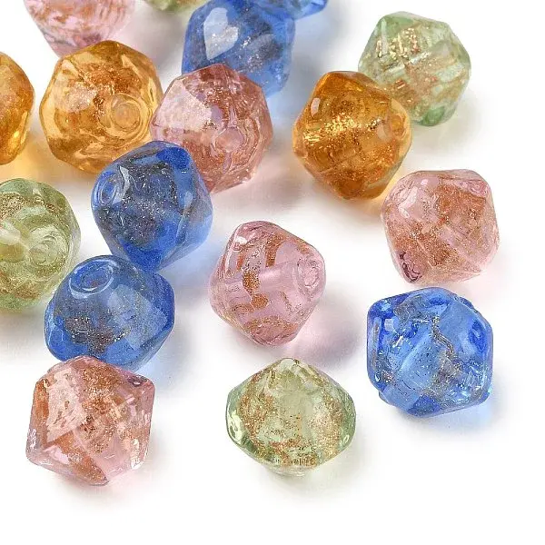 Handmade Gold Sand Lampwork Beads