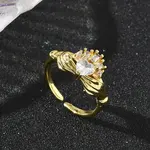 Brass Pave Cubic Zirconia Cuff Open Rings