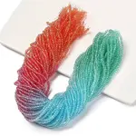 Transparent Painted Glass Beads Strands