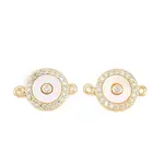 Brass Micro Pave Clear Cubic Zirconia & Natural Shell Links