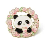 Panda & Cherry Blossoms Wreath & Drink Enamel Pins