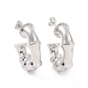 Clear Cubic Zirconia Bamboo Stick Stud Earrings
