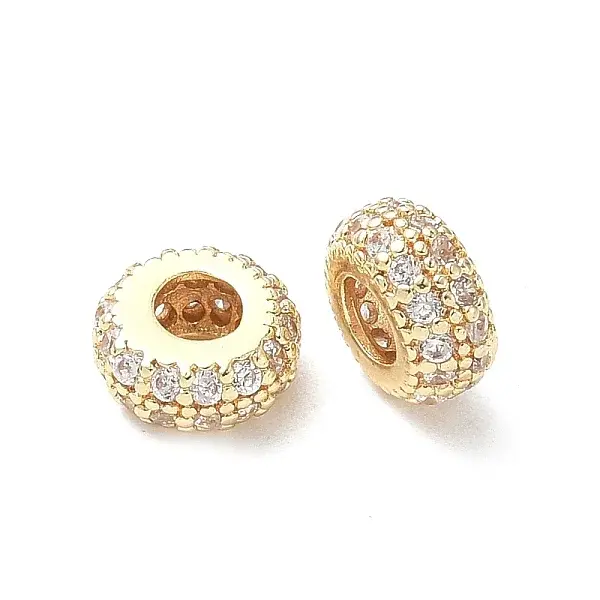 Brass Micro Pave Cubic Zirconia European Beads