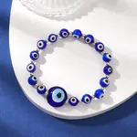 Handmade Evil Eye Lampwork Round Beads Stretch Bracelets for Men Women