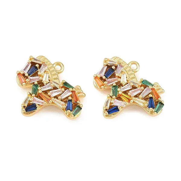 Brass Micro Pave Colorful Cubic Zirconia Pendants