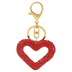 Handmade Polymer Clay Rhinestone Hollow Heart Keychains