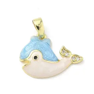 Brass Micro Pave Cubic Zirconia with Enamel Pendants