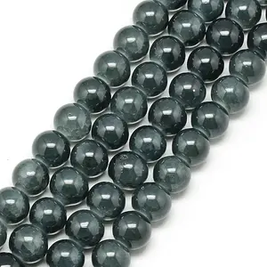 Baking Paint Crackle Glass Bead Strands