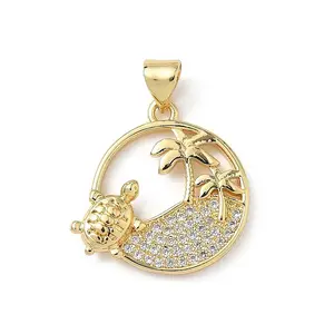 Brass Micro Pave Cubic Zirconia Pendants