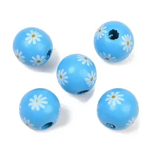 Printed Wood European Beads