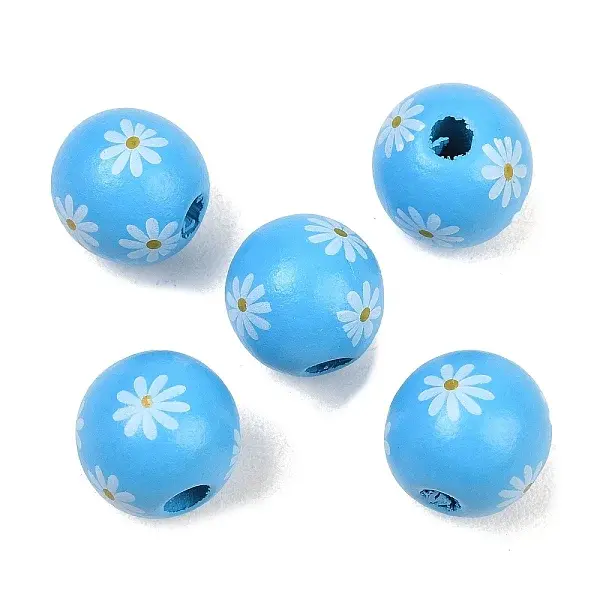 Printed Wood European Beads