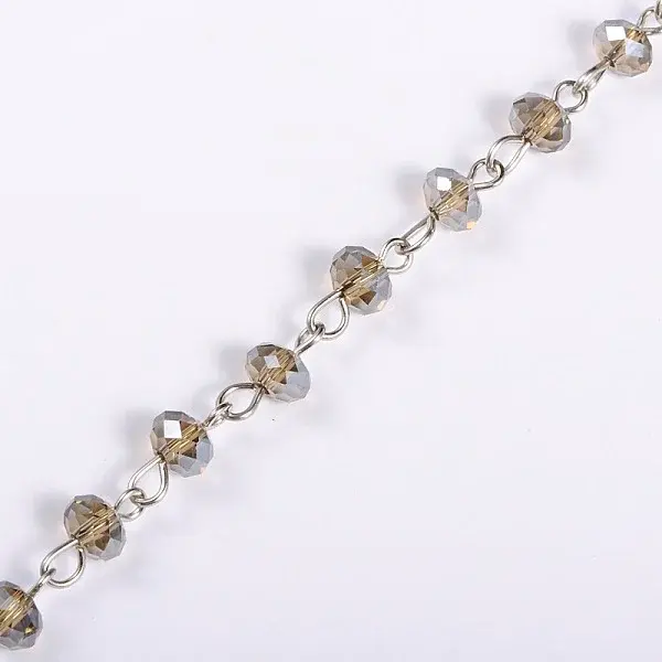 Handmade Rondelle Glass Beads Chains for Necklaces Bracelets Making