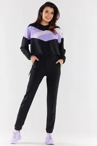 Awama Woman's Sweatshirt A497 Black/Violet